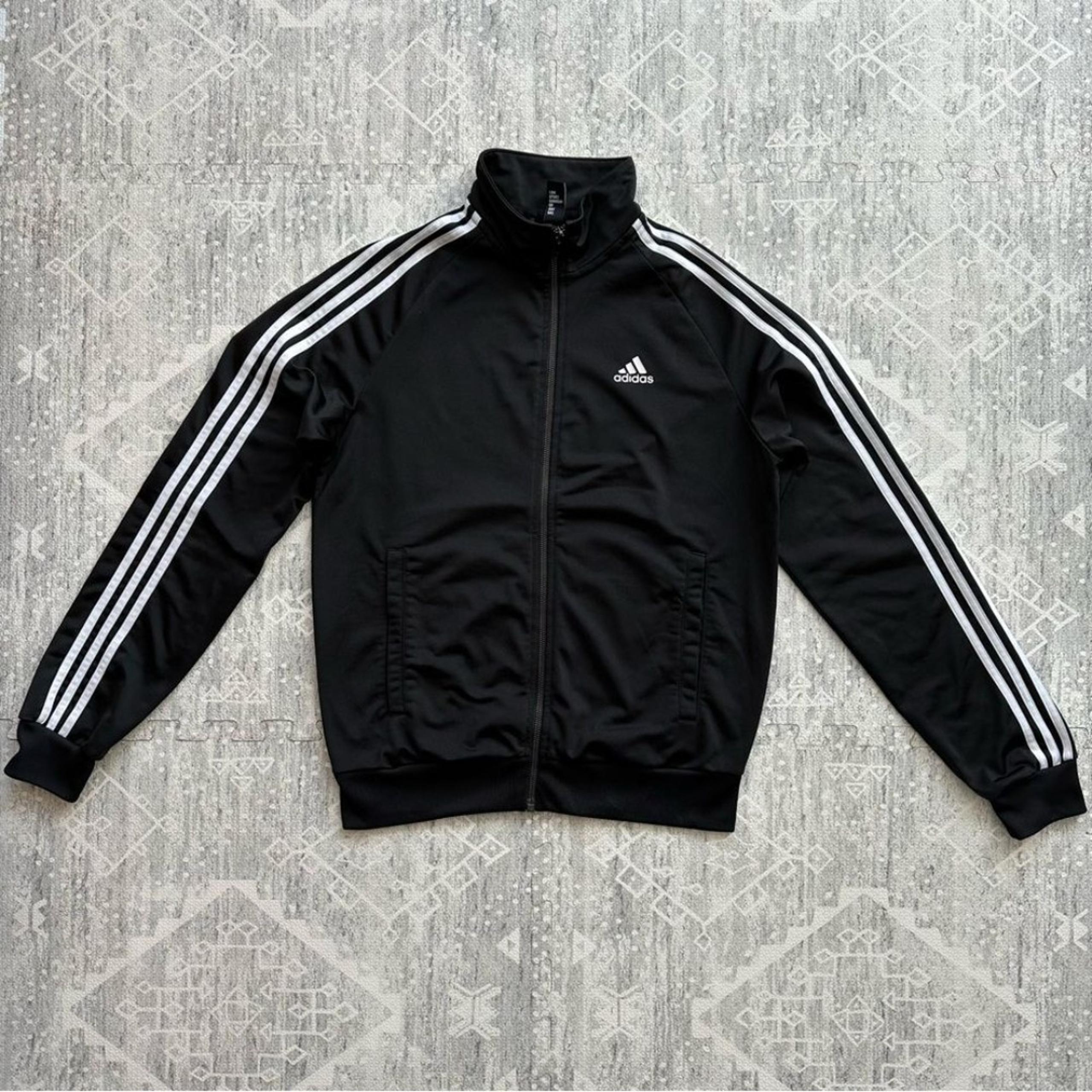 Adidas Women Essentials Warm-Up Slim 3-Stripe Black White Track Top Jacket Sz S