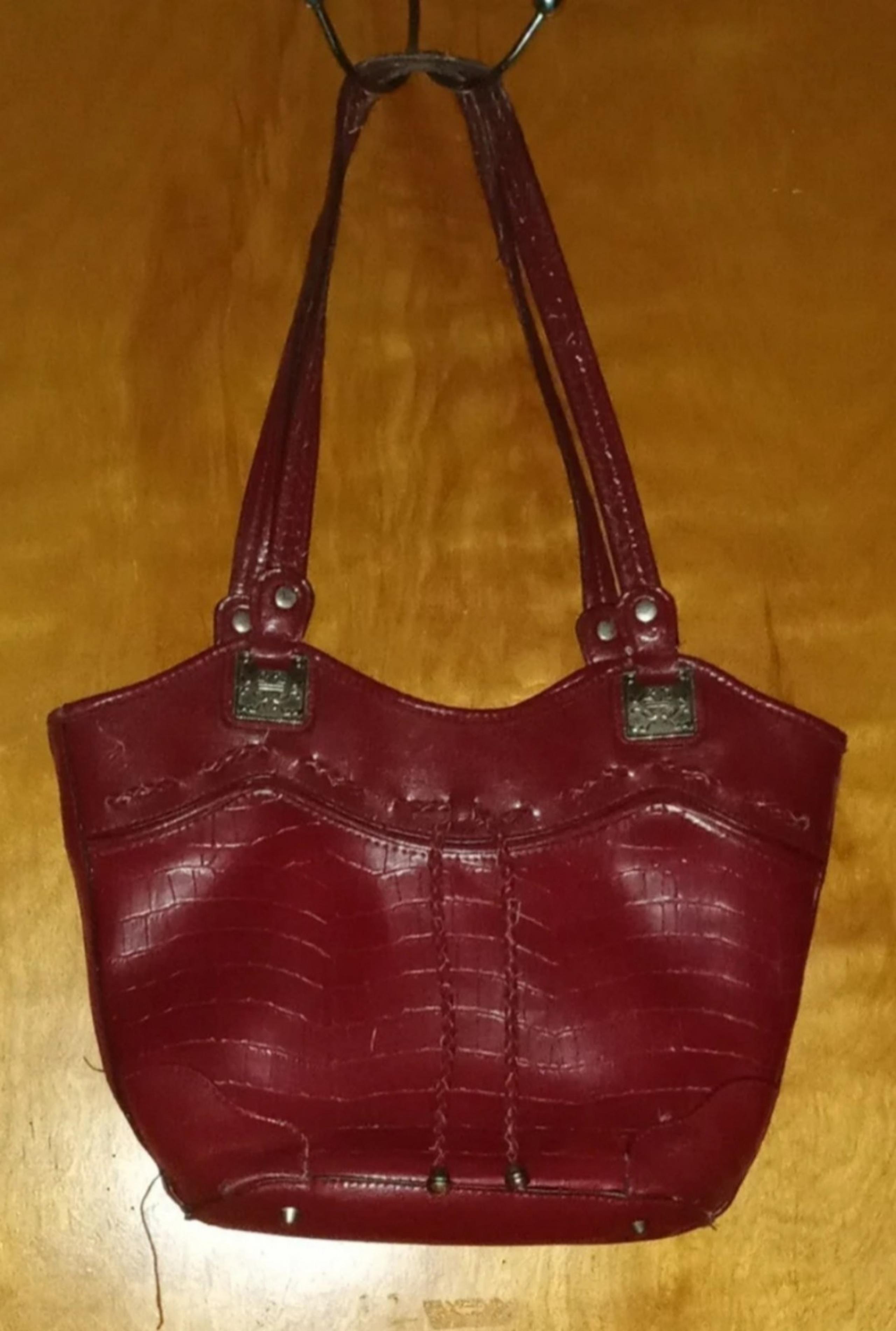 Women's Bueno Red Faux Croc Leather Purse W/ Braided Bow in Front