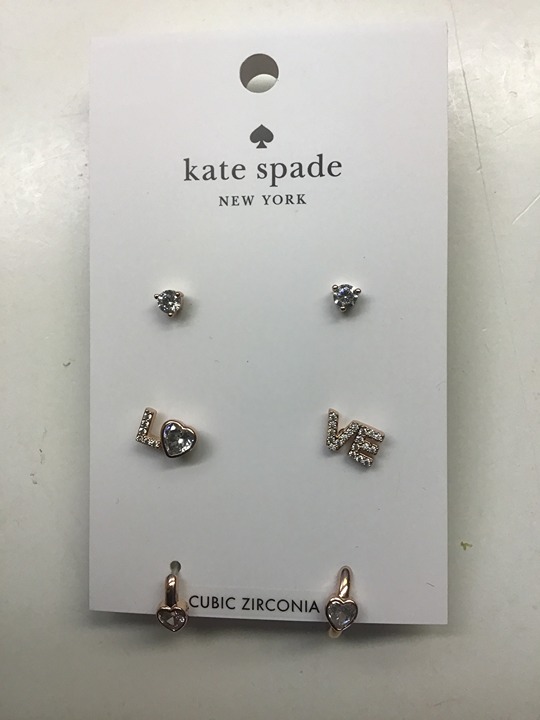 Kate Spade New 3 Pairs of Rose Gold Studs and Huggies Earrings