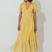 NEW CLEOBELLA Alora Ankle Dress in Cassia Size Small Yellow Floral Midi Cottage