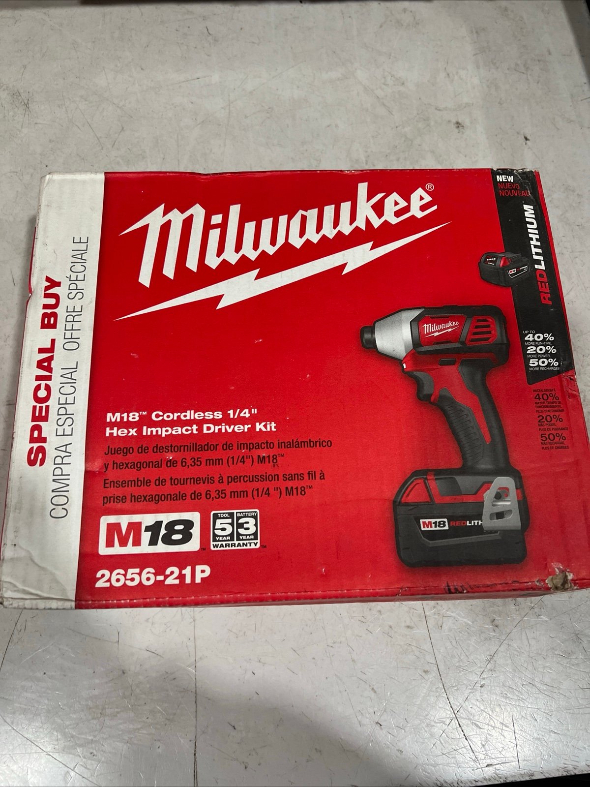 Brand New Milwaukee M18 18V Cordless 1/4 Hex Impact Driver Kit (2656-21P)