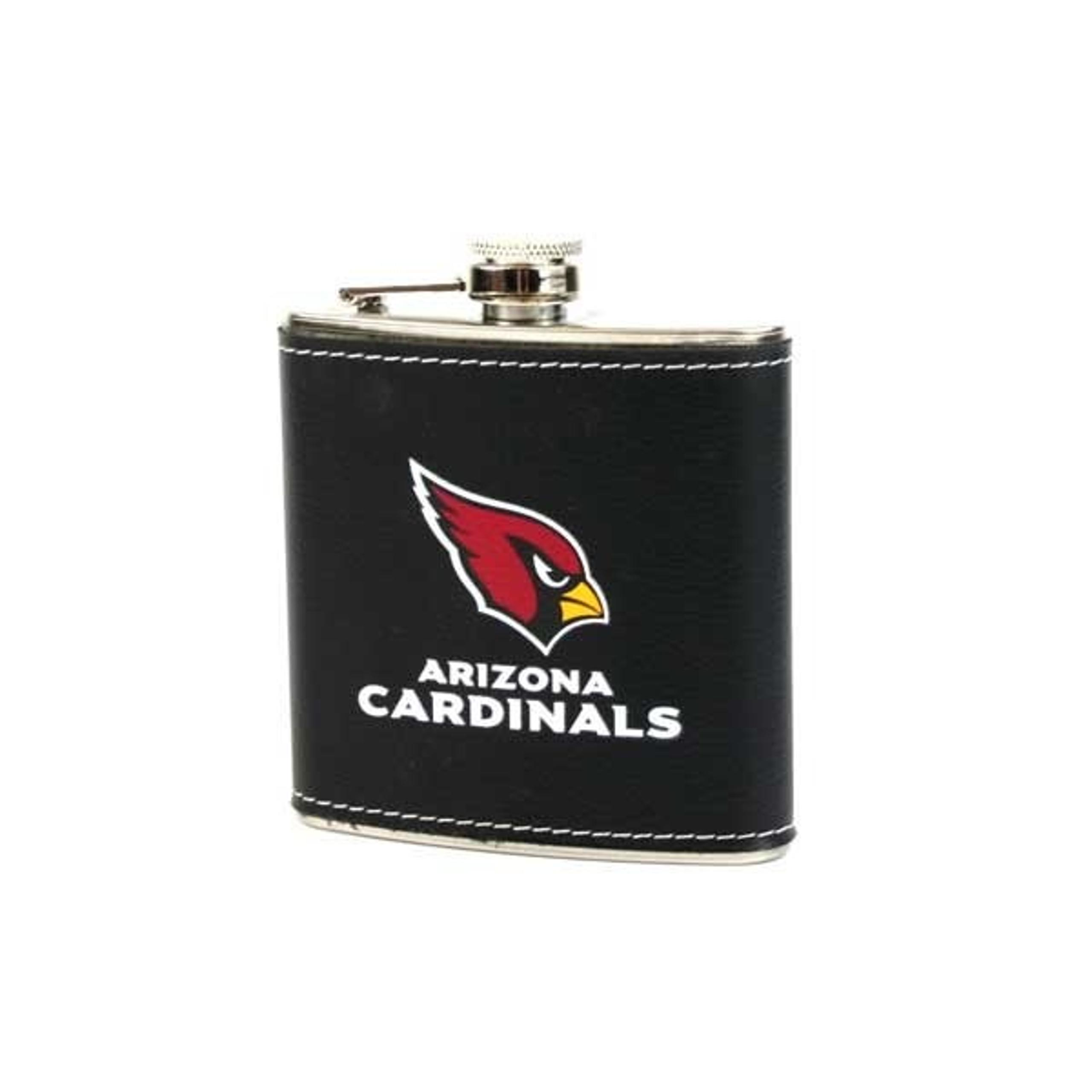 NFL Arizona Cardinals Stainless Steel Flask Leather Drink Tailgate Alcohol 6 oz