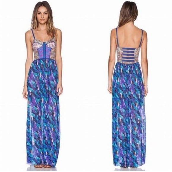 Maaji Longchamp Legacy Tropical Watercolor Long Maxi Swim Coverup Dress