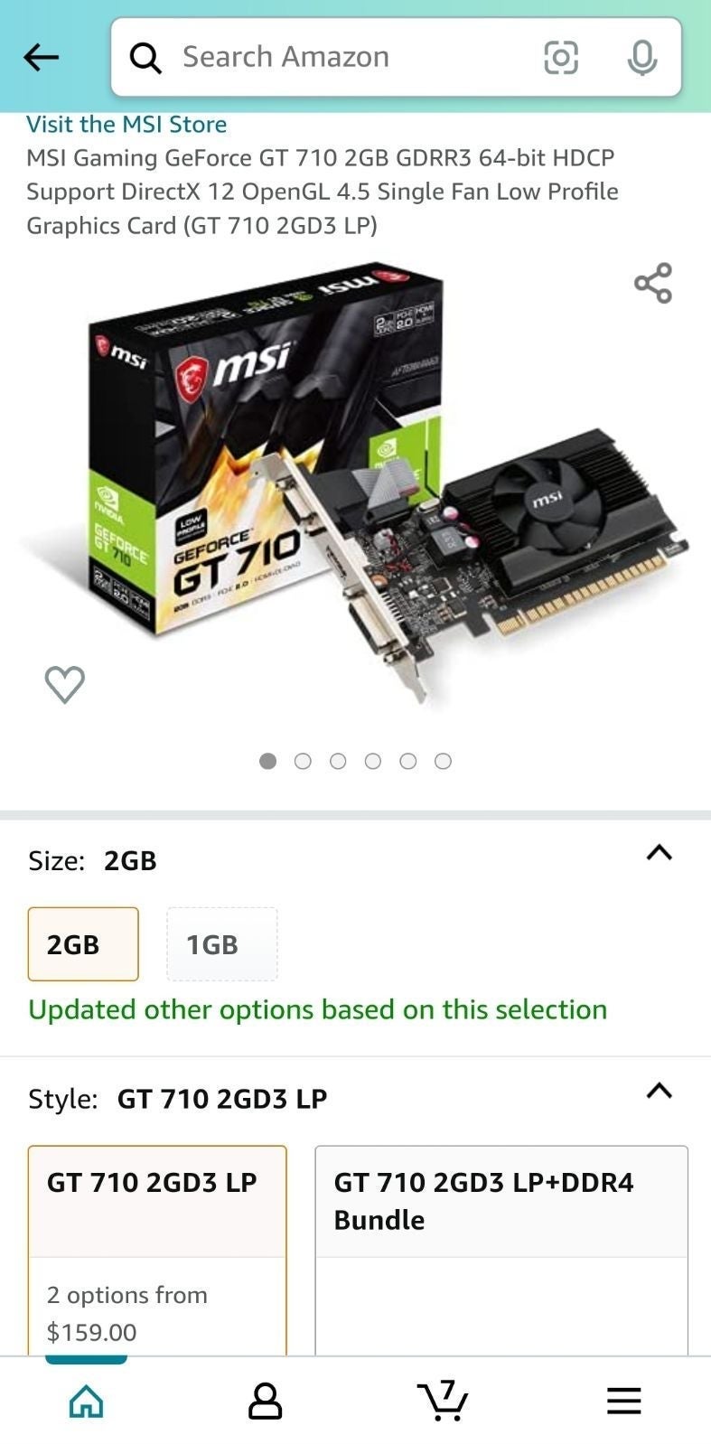 MSI Gaming GeForce GT 710 2GB GDRR3 64-bit HDCP Support DirectX 12 OpenGL 4.5 Si