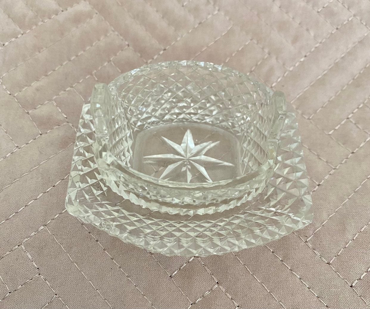 Antique crystal salt cellar/jewlery dish
