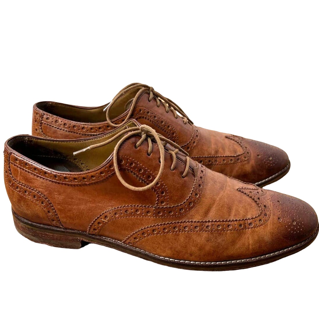 Cole Haan Men's 10 Grand OS Wingtip Oxfords LEATHER Dress Shoes Brown