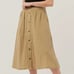 PACT Fennel The Coastal Button Front Skirt, Algae Green, Size XL