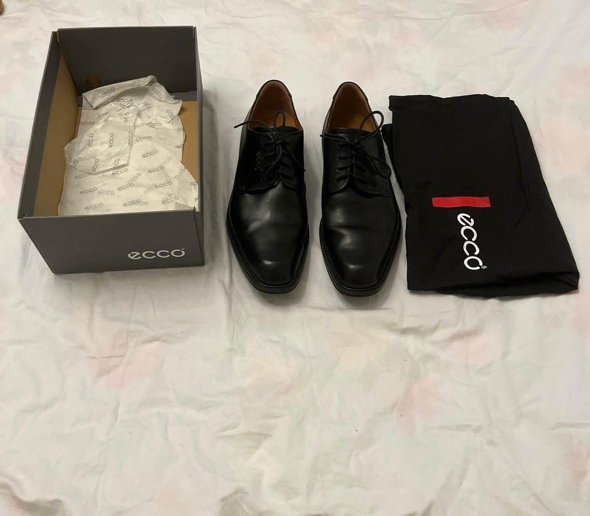 Mens Ecco Windsor Lace Up Dress Shoes Black Leather
