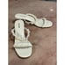 Larroude Goldie Flowers Mule in Ivory Leather 8.5 Womens Slides Sandals