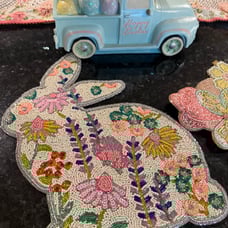 Rachel Zoe Easter Bunny Beaded Placemat Charger Easter Spring Decor