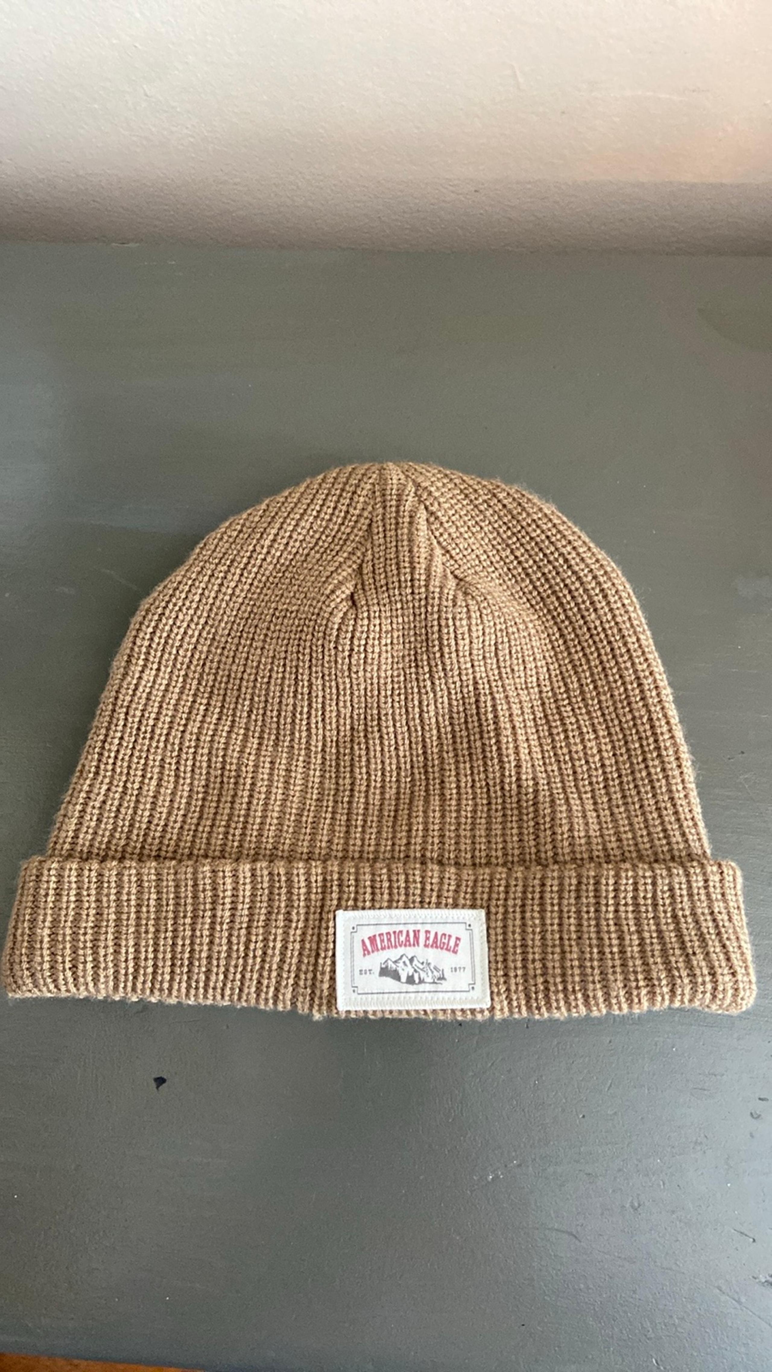 Womens light brown American eagle beanie hat n1