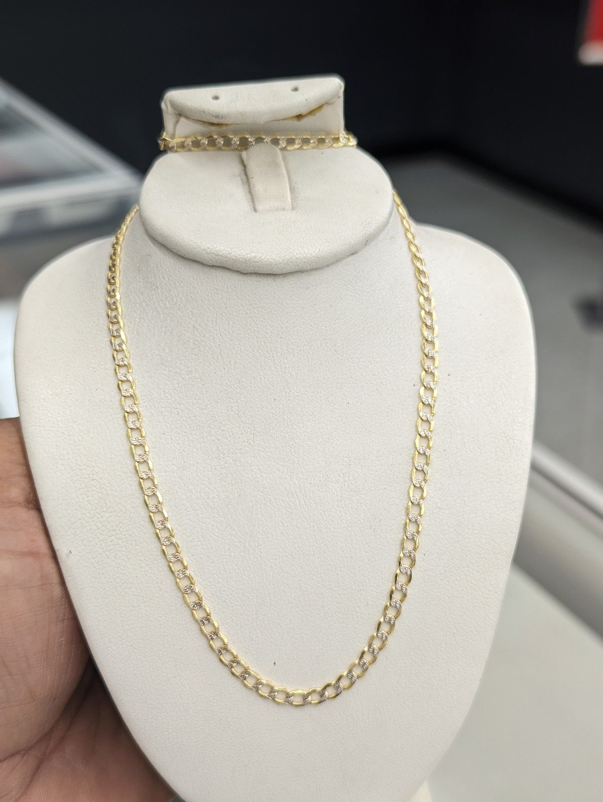 10kt Real Gold Cuban Diamond Cut Chain 3.3mm 16 inches