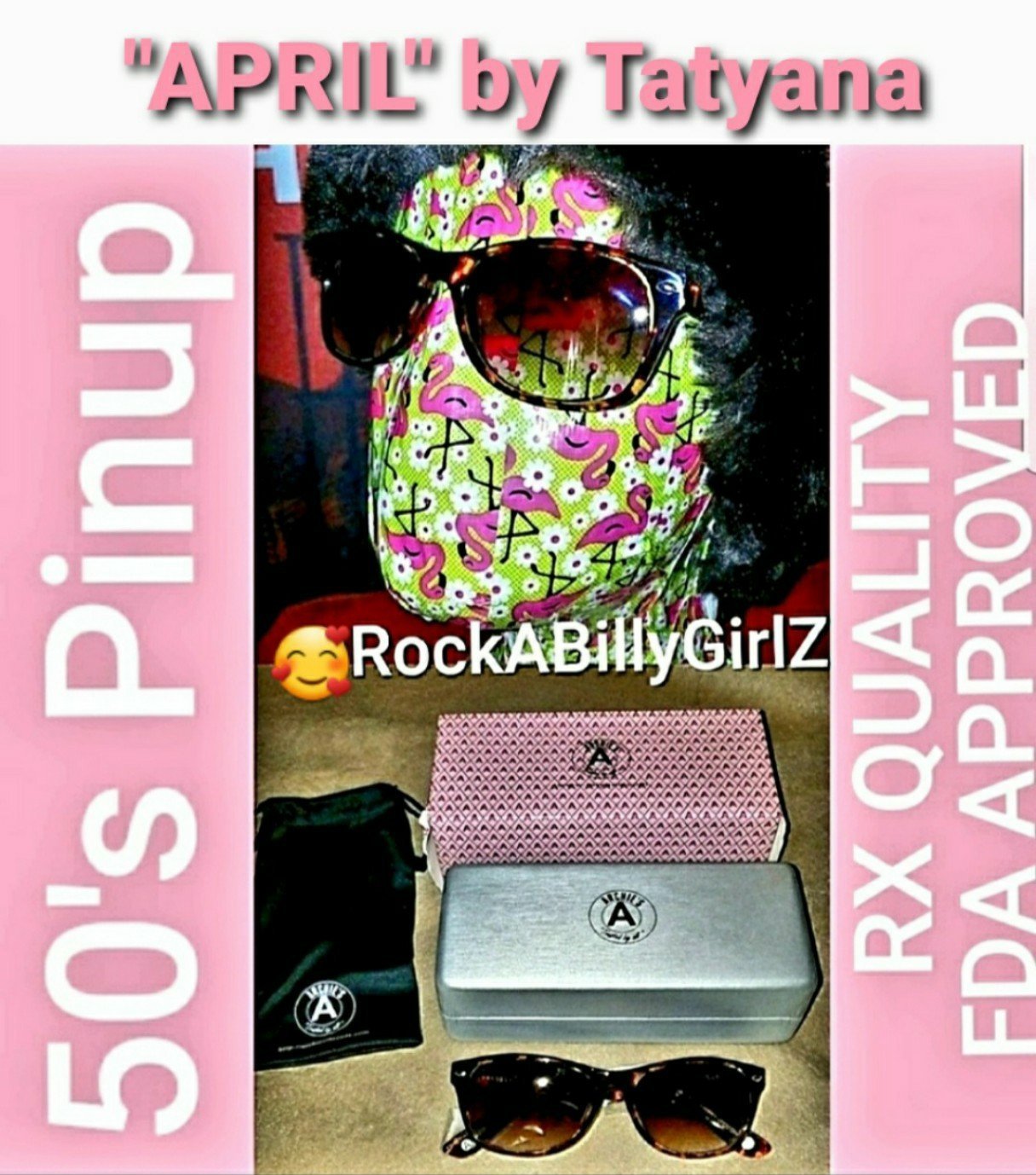 Tatyana April Vintage 1950's Pinup Sunglasses w FDA Approved RX QUALITY Lenses