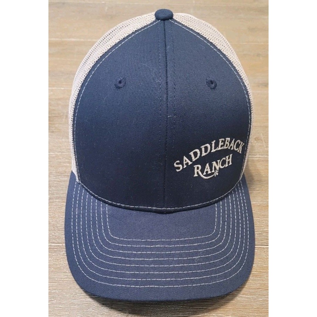 Saddleback Ranch Trucker Hat Steamboat Springs Colorado Snapback Cap Blue & Tan