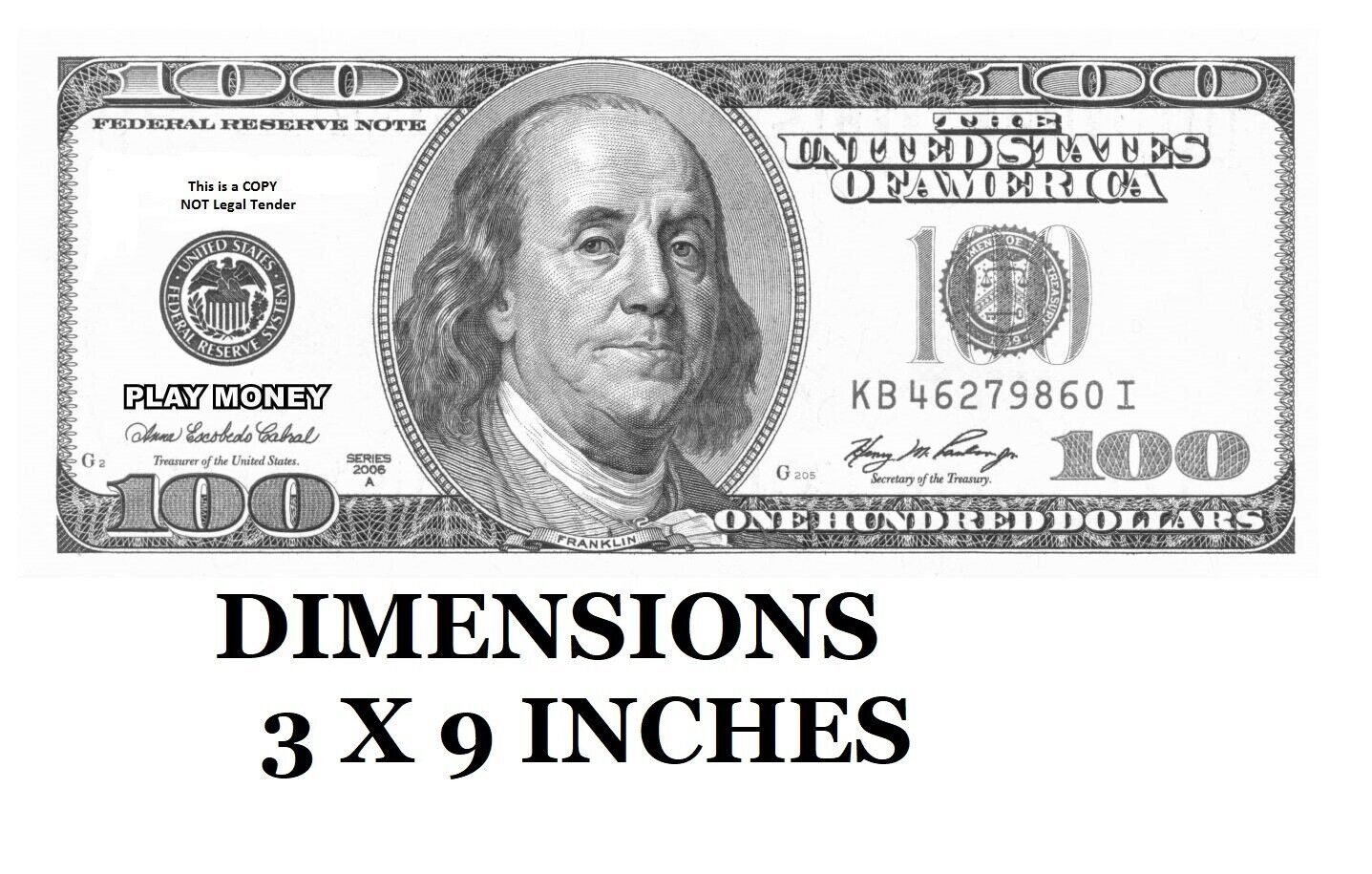 SET OF 500 Jumbo 100 Bills Oversized Play Money For Classroom Learning FUN