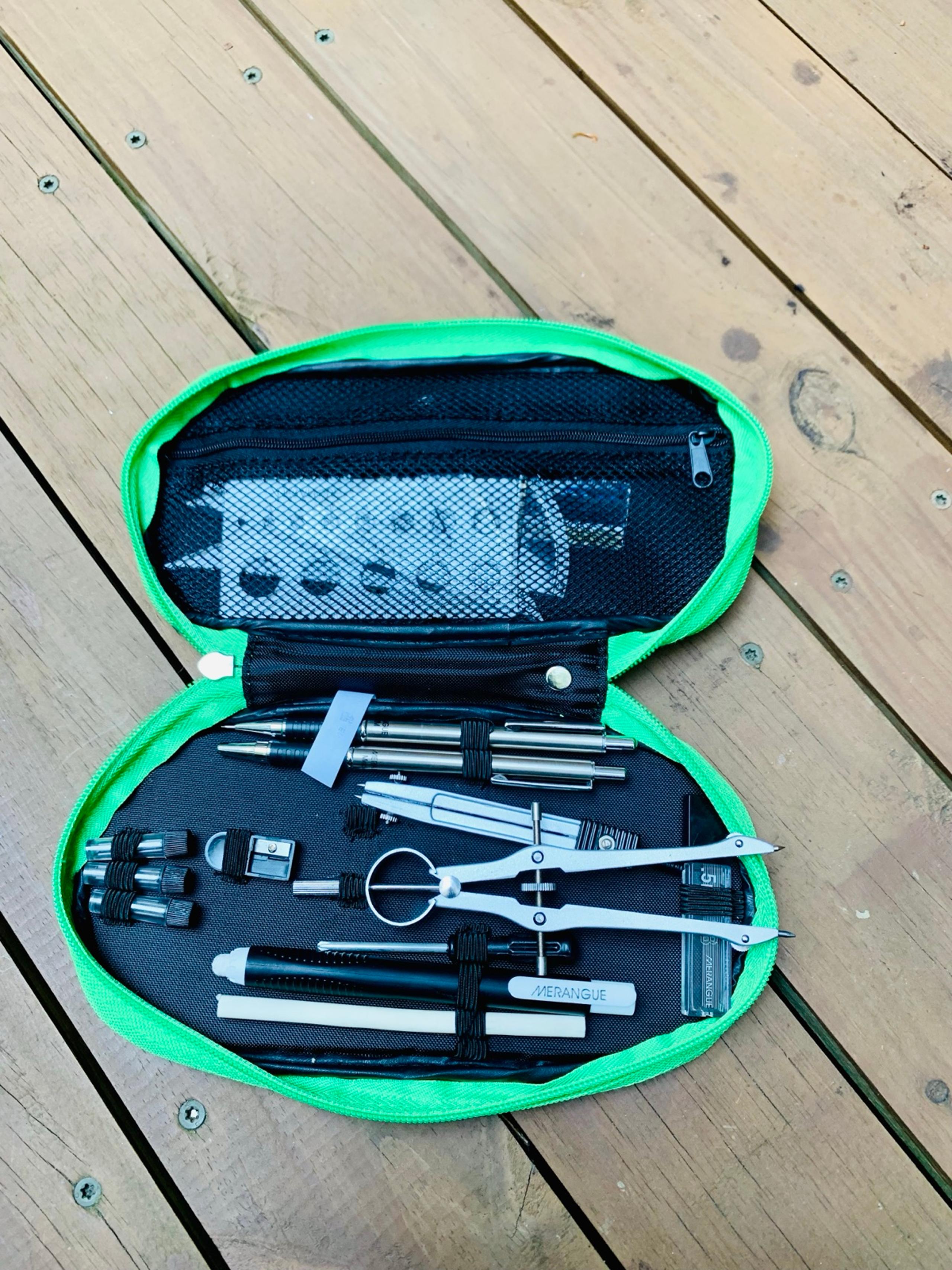 Math tools with case for school and home green set