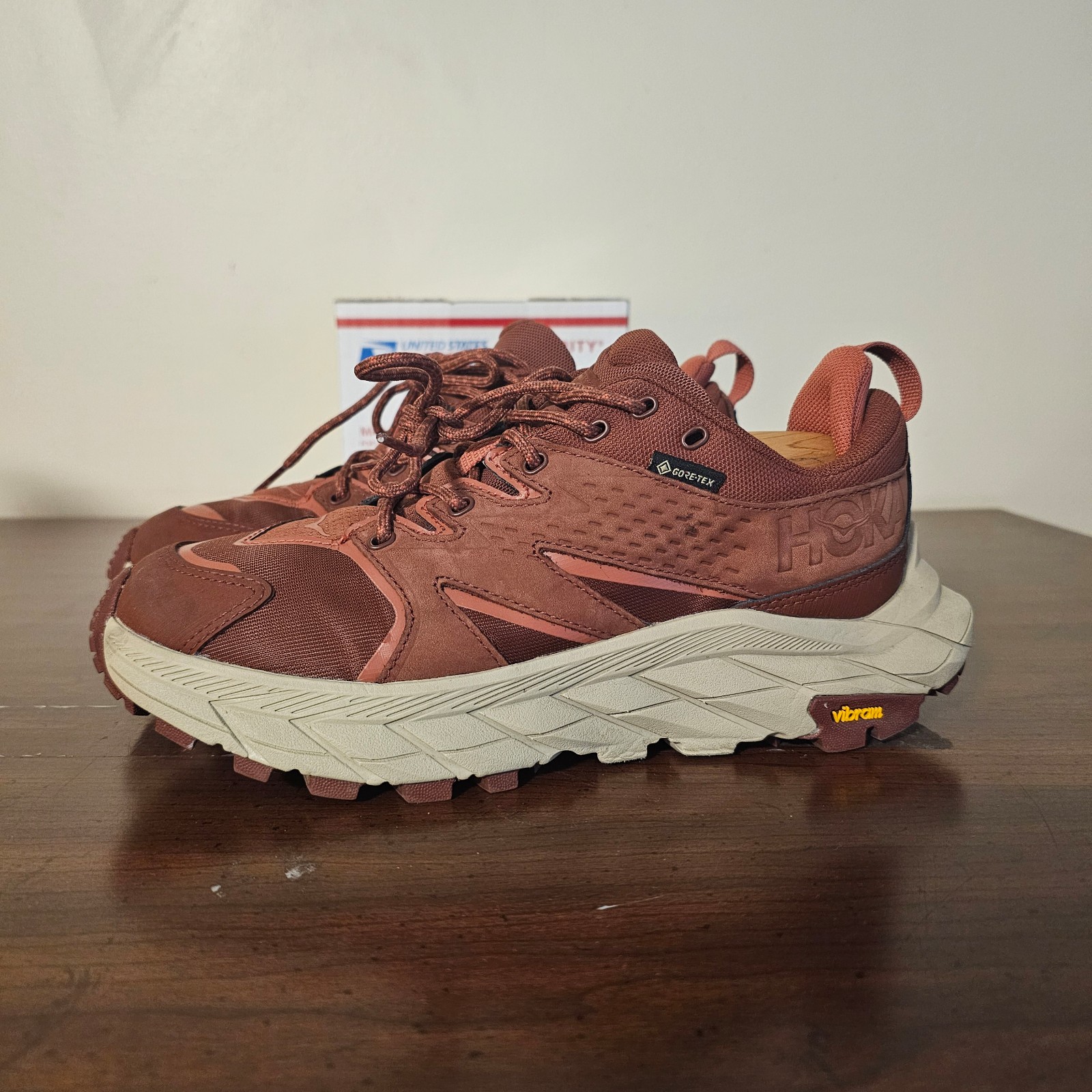 Hoka Anacapa Low GTX Vibram Waterproof Cherry Mahogany Hiking Shoes Womens 6B EU