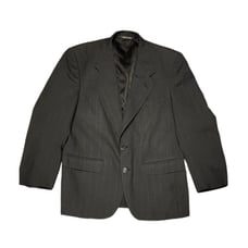 Vtg Christian Dior Mens 2 Piece Suit Charcoal Gray Wide Pin Stripes Small Flaw