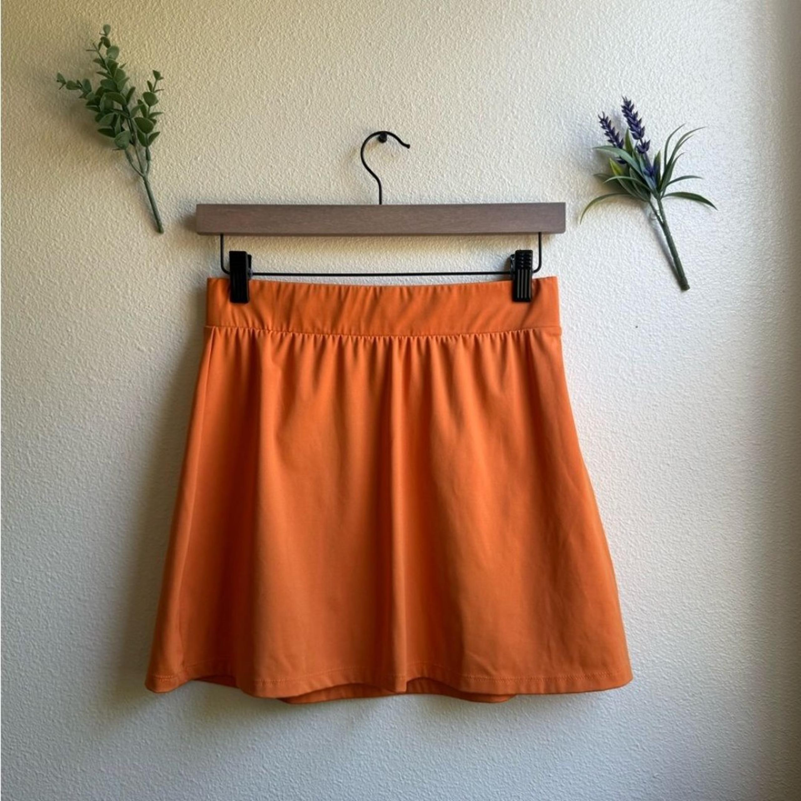 Forever 21 Orange A-Line Smocked Mini Skirt Resort