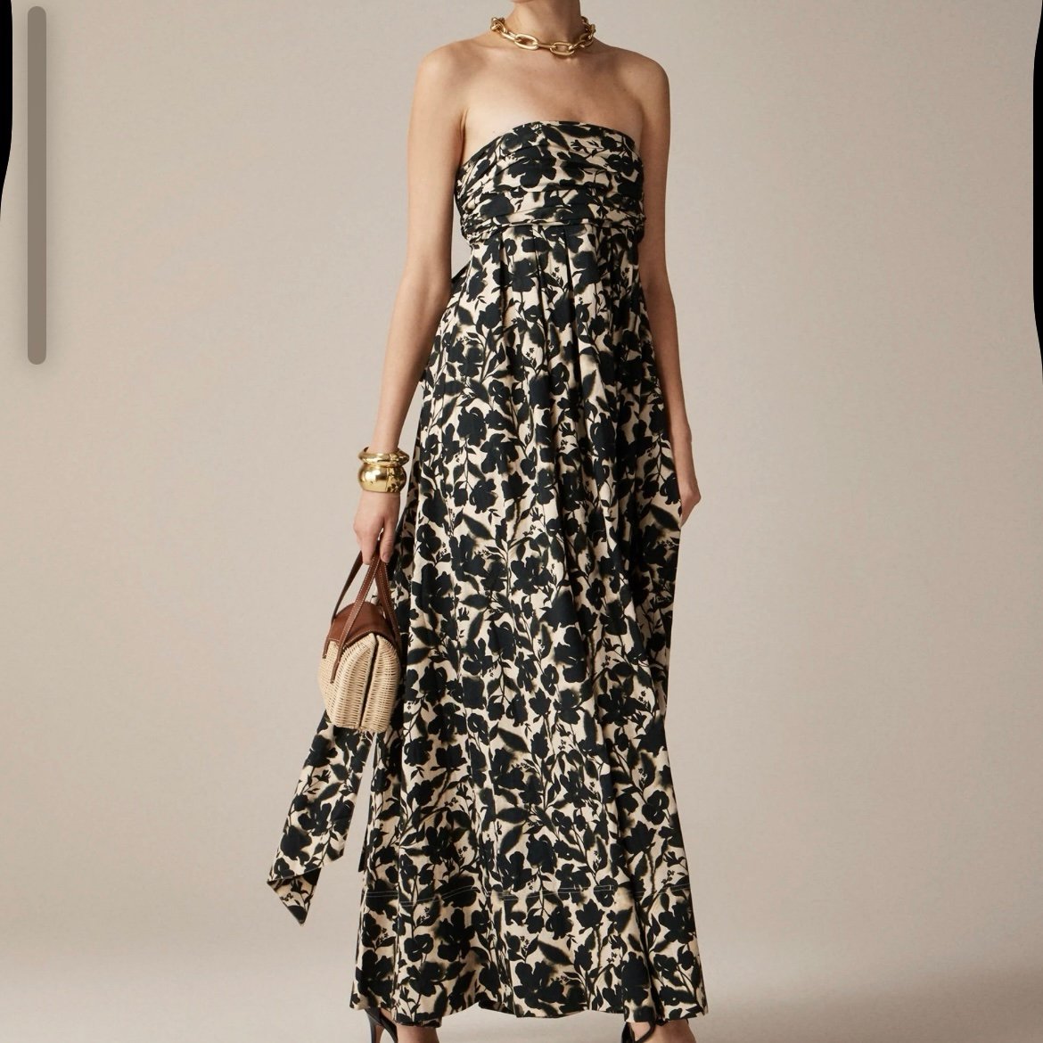 J. Crew Collection strapless bow-back maxi dress in floral print | Size 2
