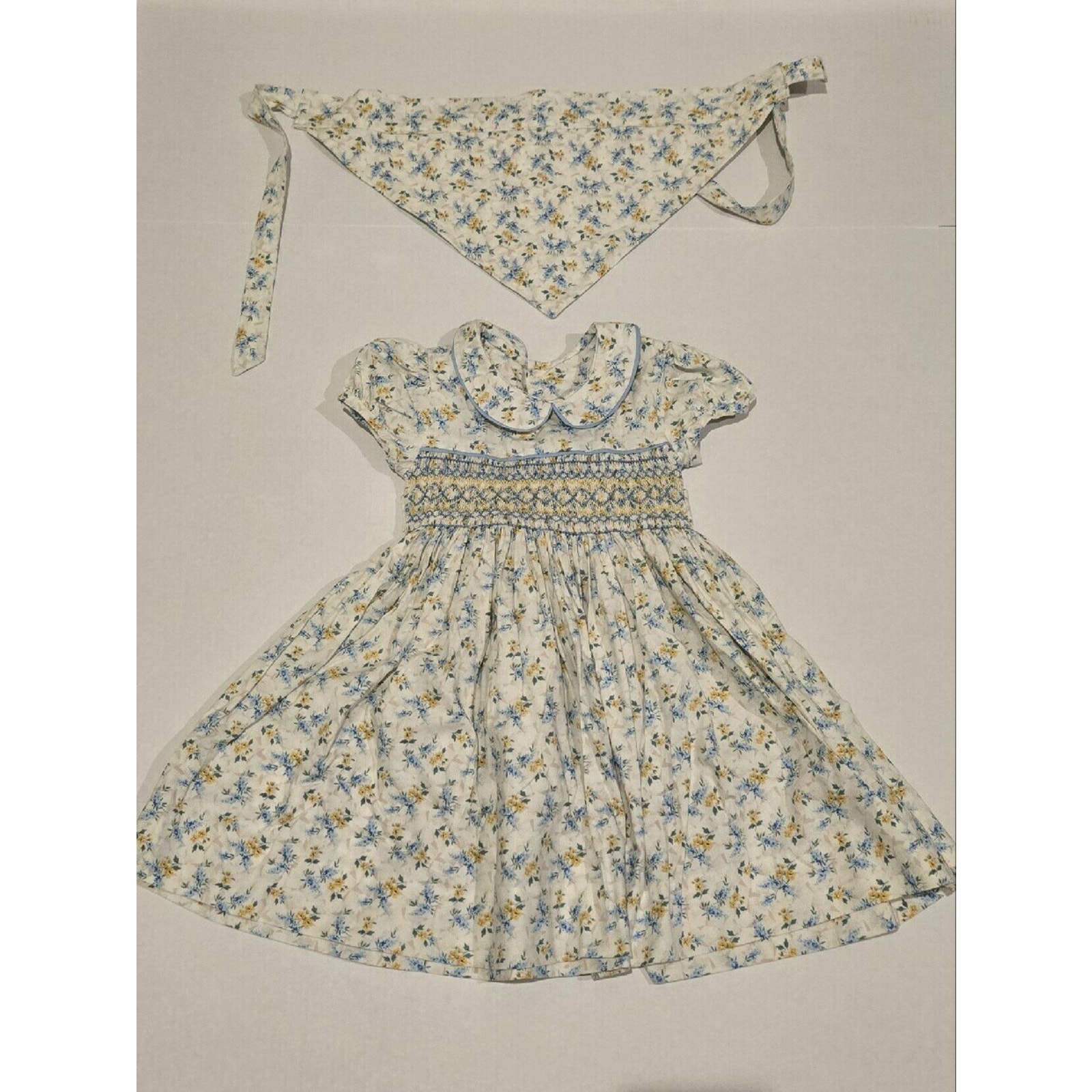 Handmade Smocked Dress/Kerchief 5y
