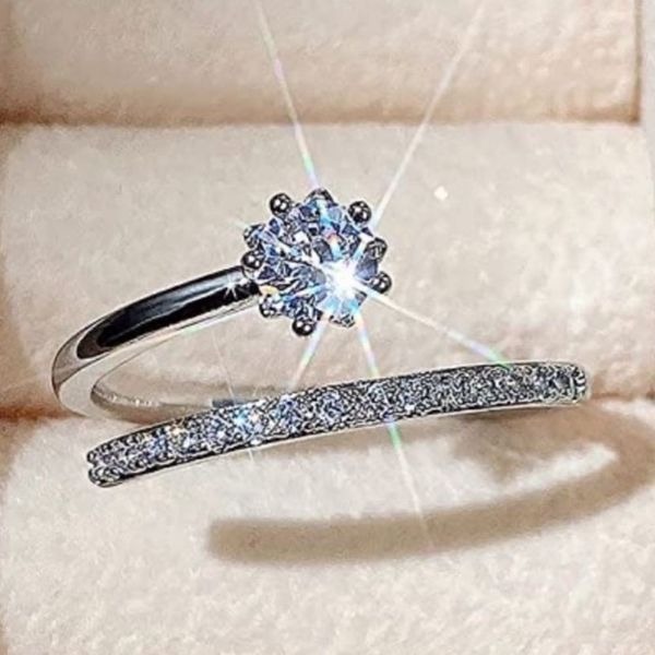 The Shooting Star Bypass Ring adjustable cubic zirconia 925 silver