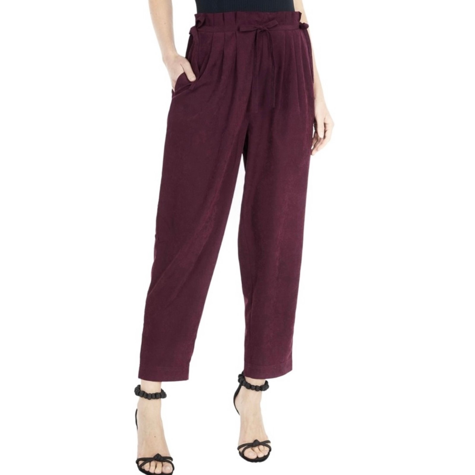 NEW JOIE BURGUNDY HIGH-WAISTED PANTS