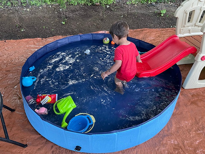 Dog Pool for Large Dogs Kiddie Pool Hard Plastic Foldable Dog Bathing Tub