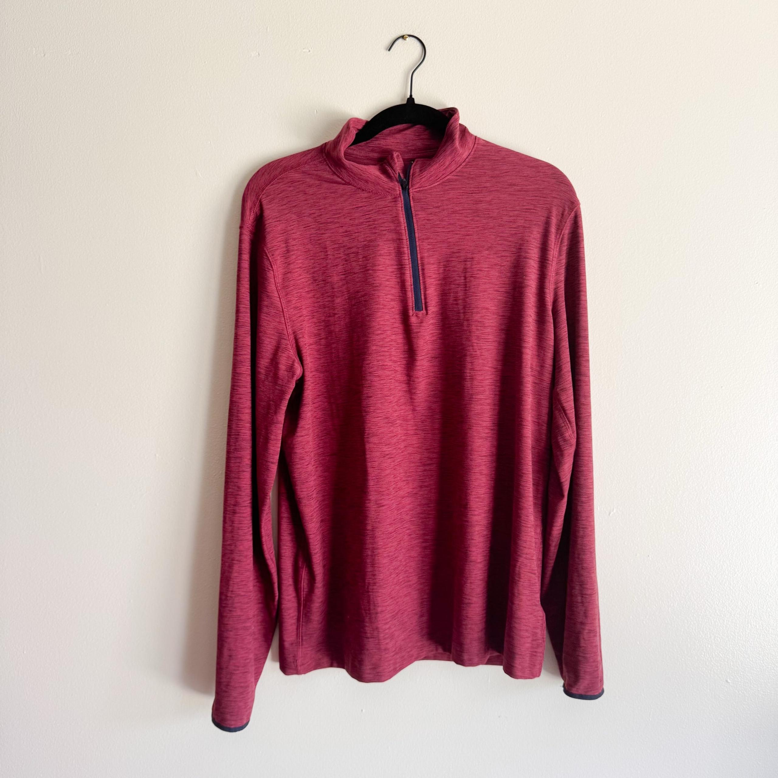 Gap Fit Red Heathered All Day Quarter 1/4 Zip Pullover - Medium
