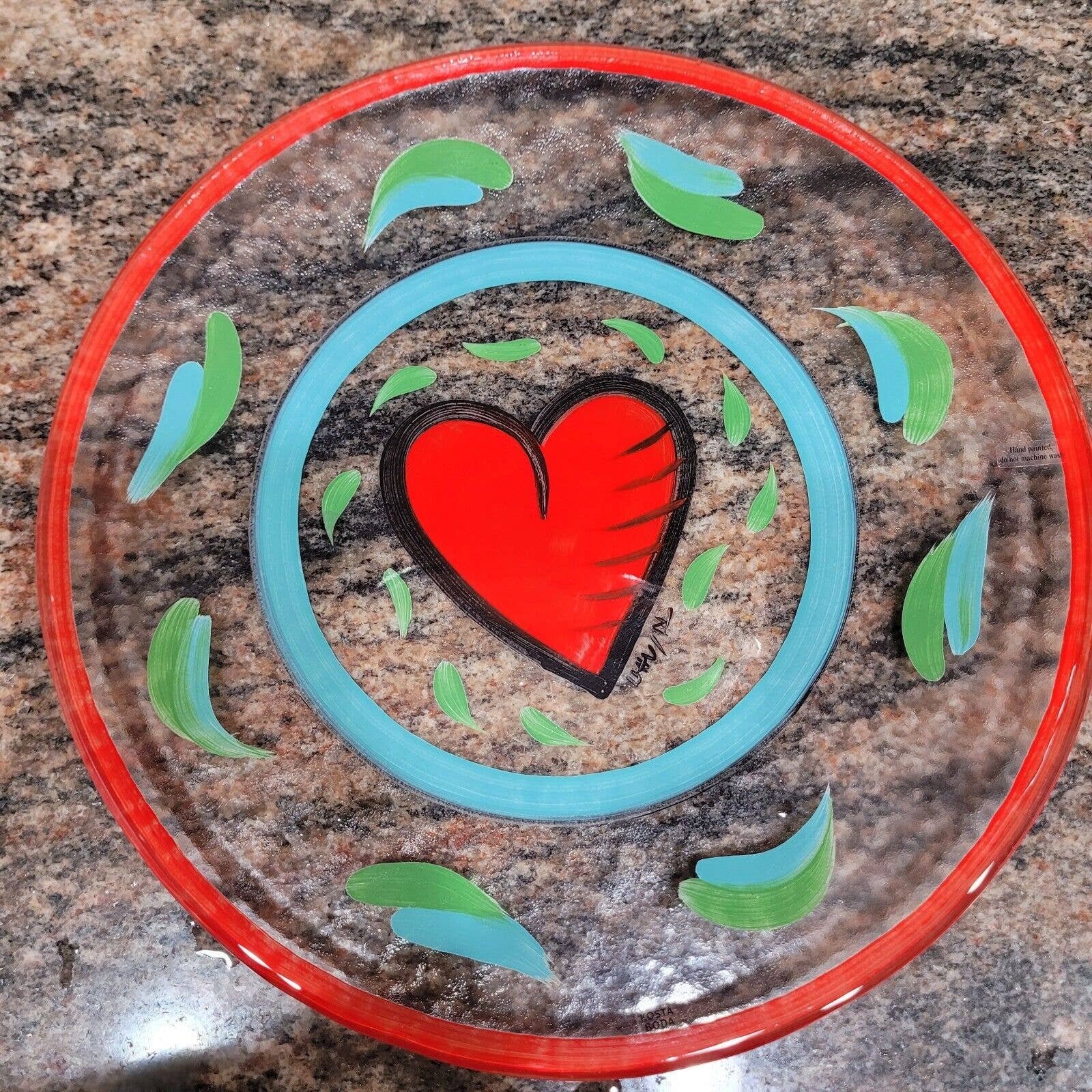 KOSTA BODA HEART HAND PAINTED S Ulrica 13 GLASS SERVING PLATTER