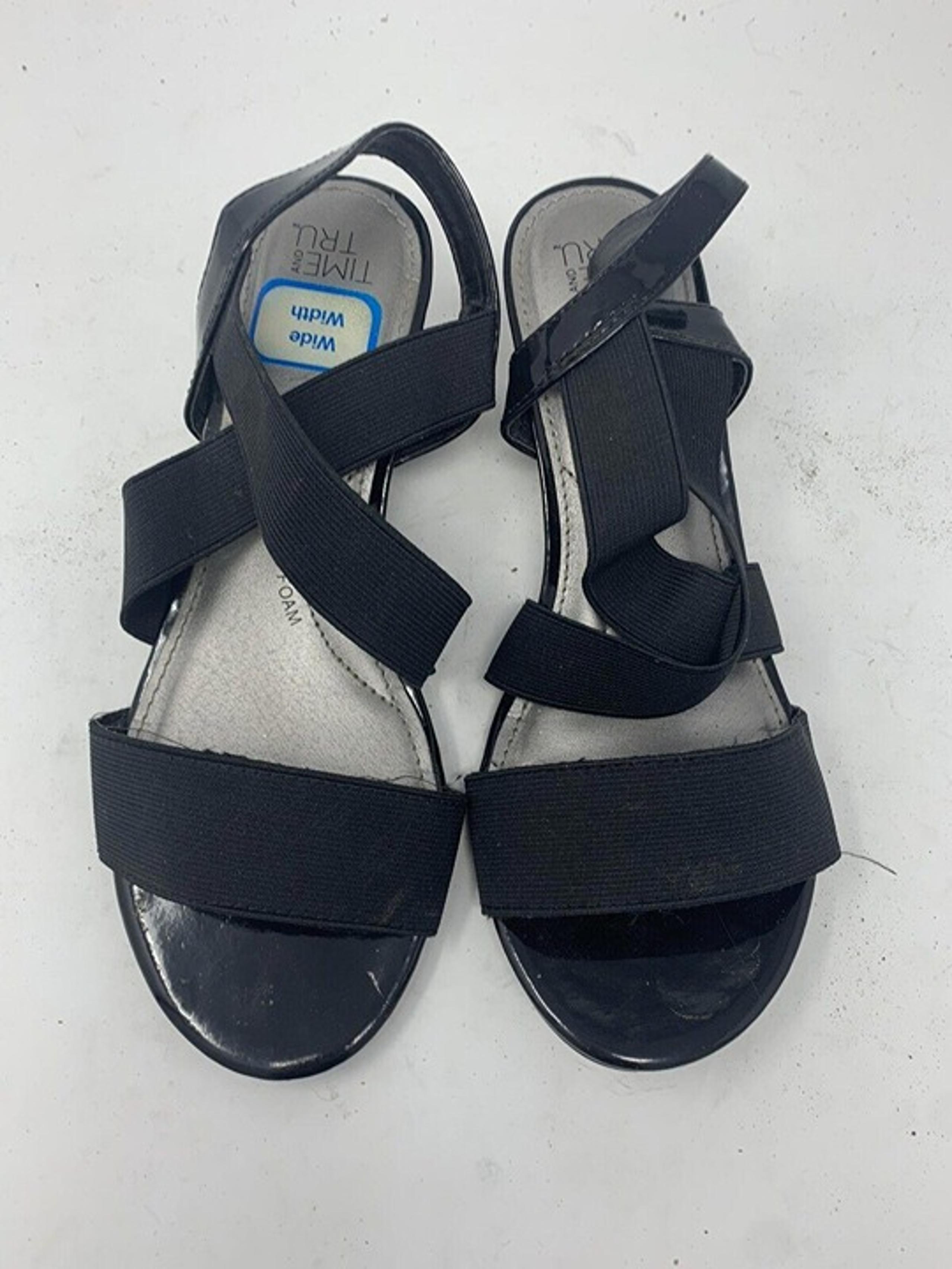 Time and Tru Women's  Size Black Casual Open Toe Strap Heels  6.5 W