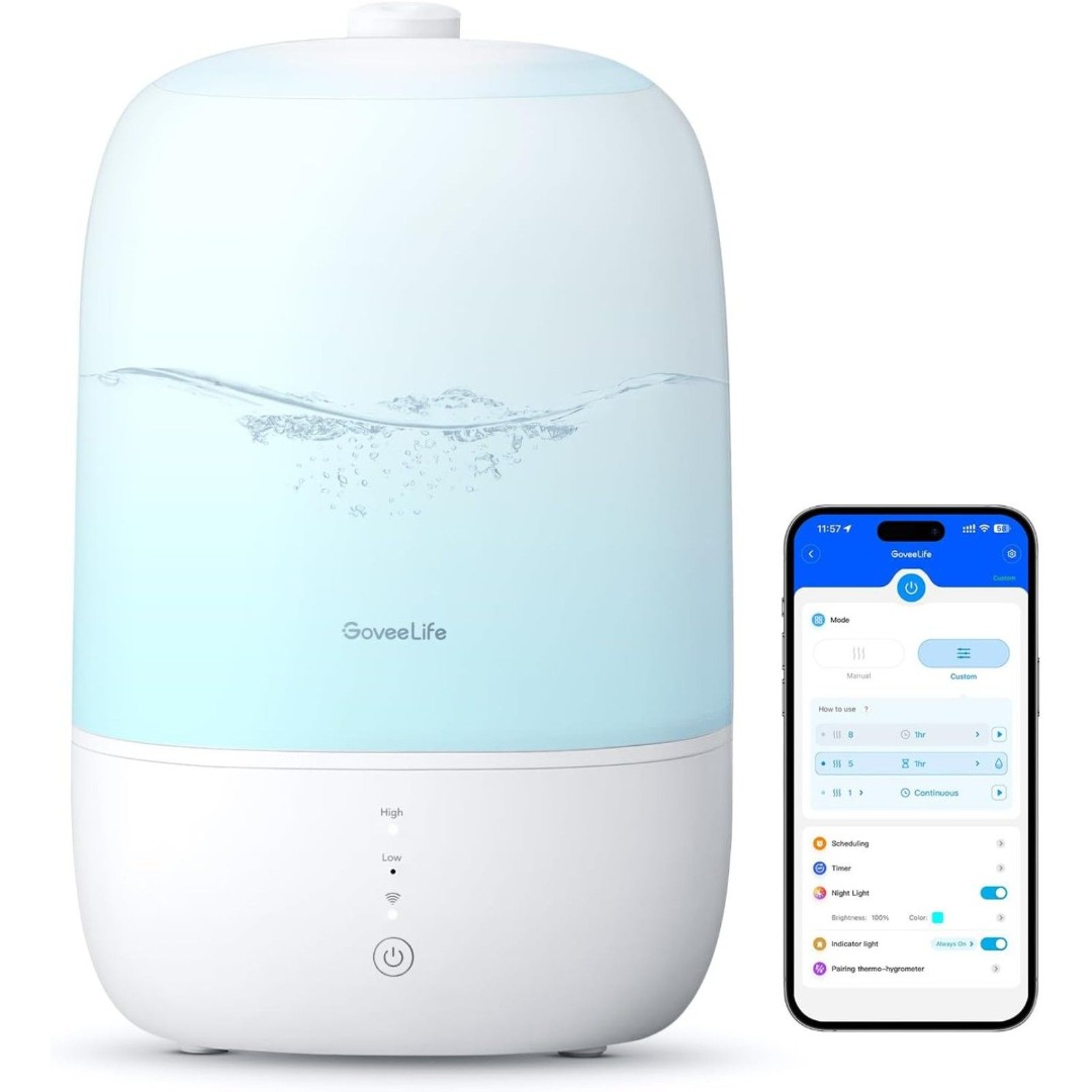 GoveeLife Smart Humidifiers for Bedroom, 3L Top Fill Cool Mist Humidifiers