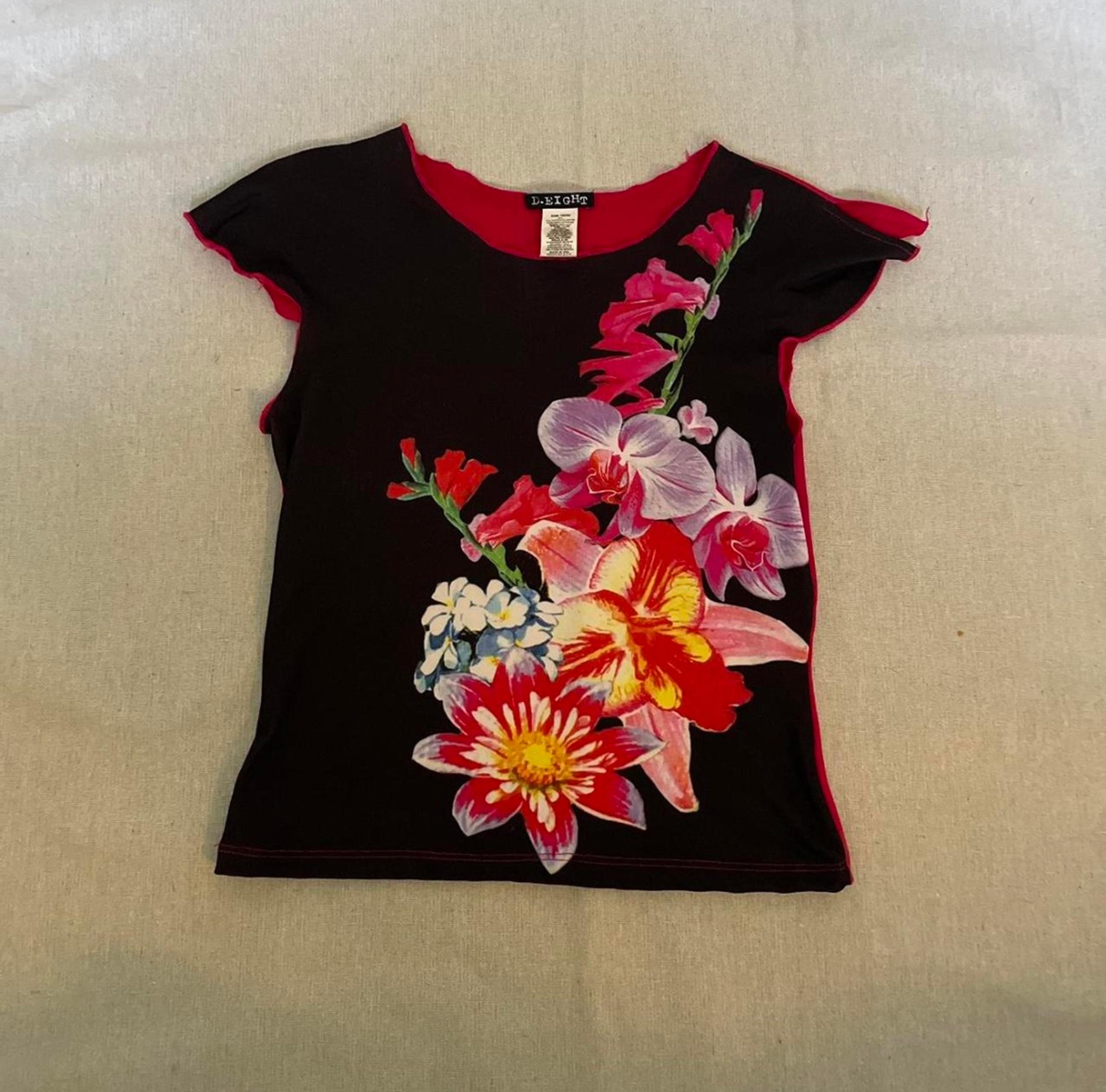 American vintage orchid graphic top size large