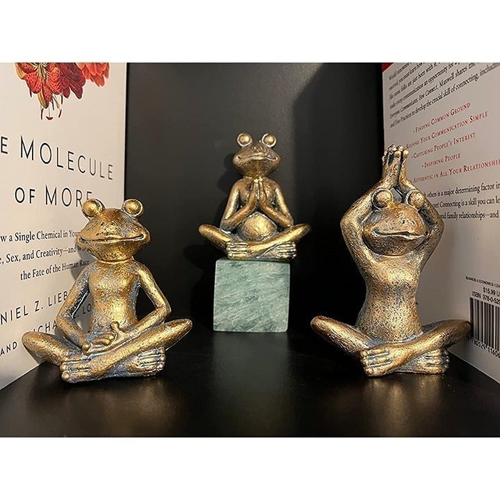 Frog figurines yoga zen decor frog yoga statues for home decor set of 3