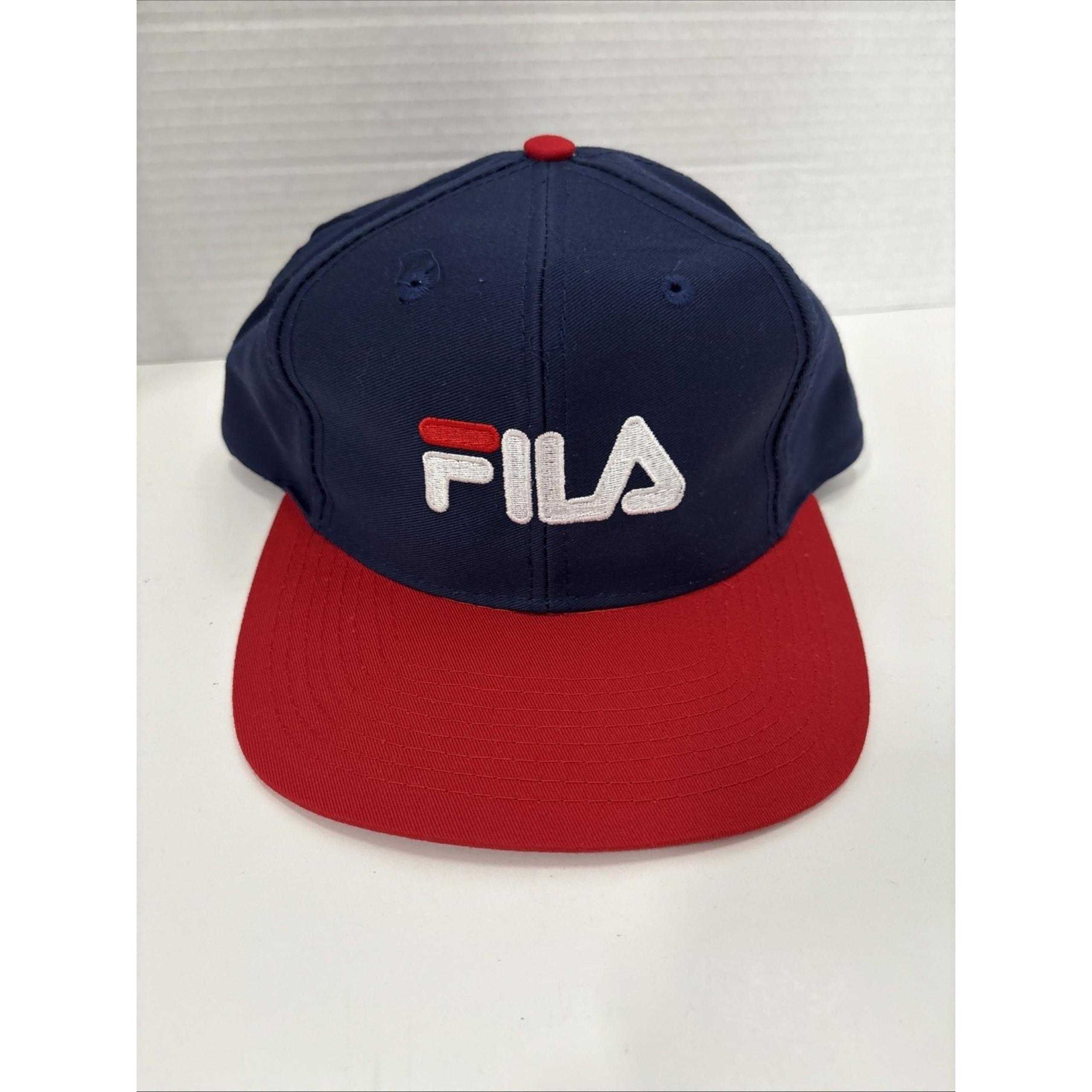 Vintage Fila  SnapBack NWT Blue Red Hat Cap Spell Out