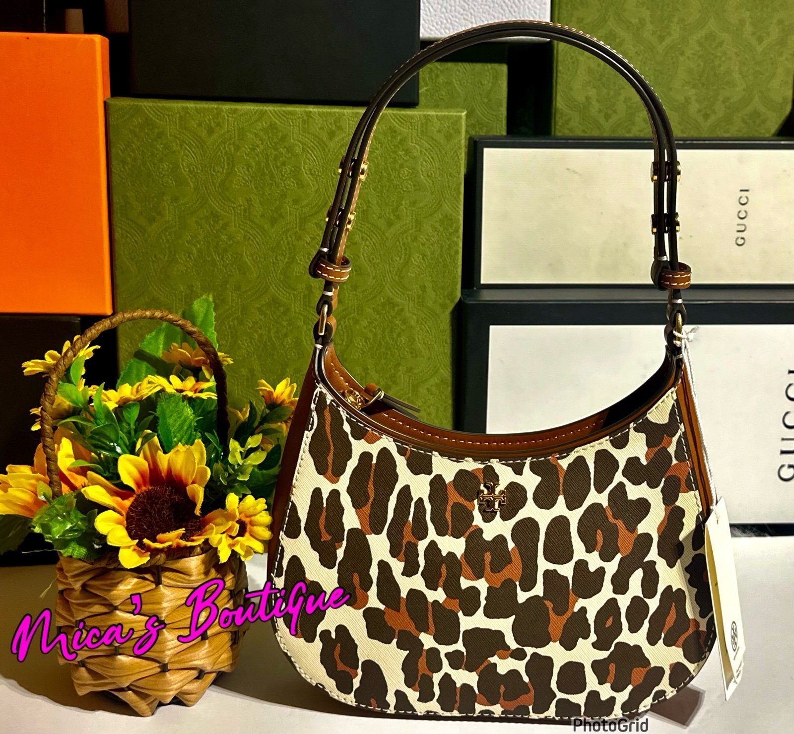 NWT! TORY BURCH Emerson Printed Shoulder Bag In Leopard Print