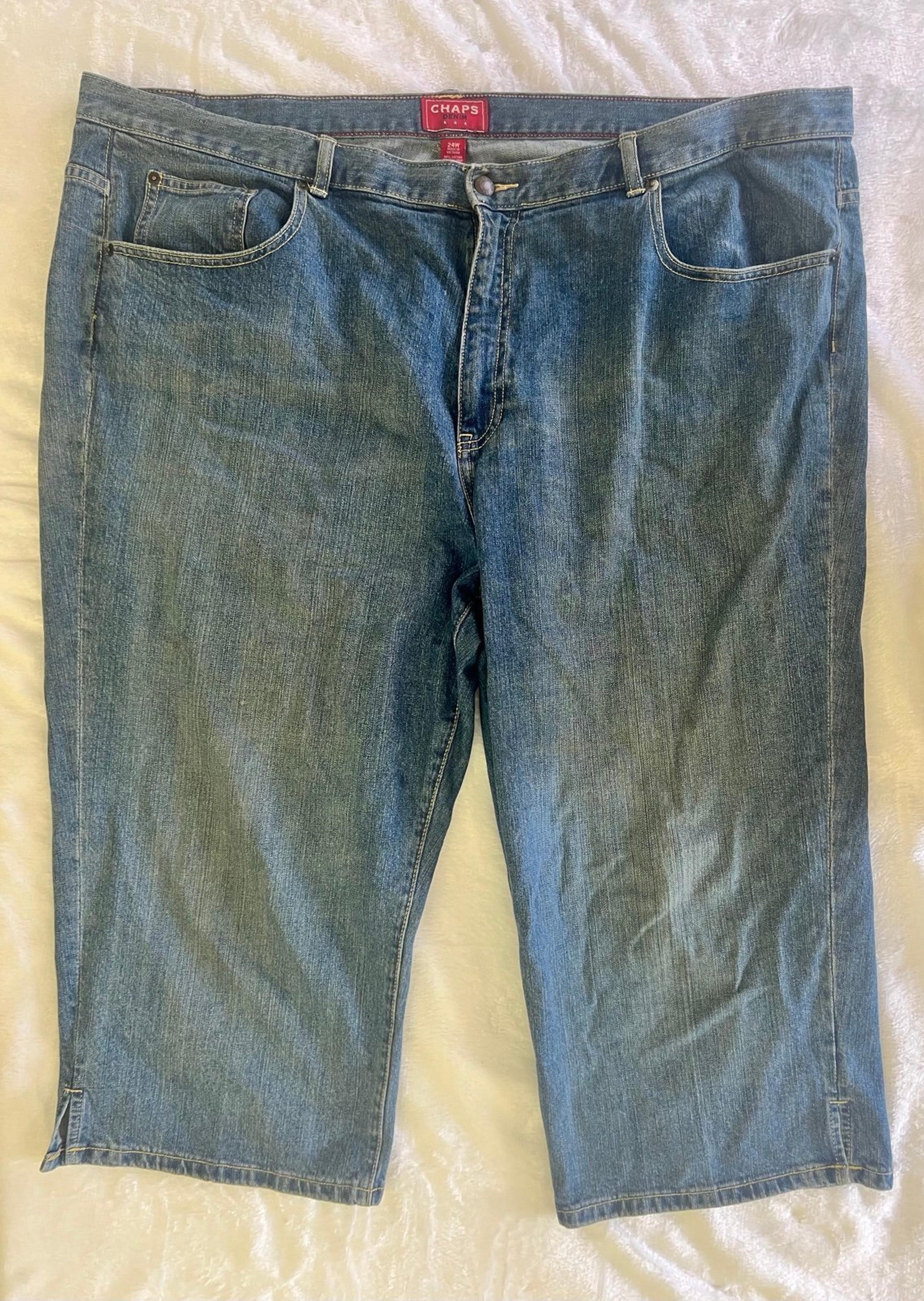 Chaps Flap Pocket Denim Capri Sz 24W EUC