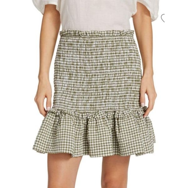 VERONICA BEARD Aloya Smocked Cotton Blend Miniskirt NWT Size X-Large