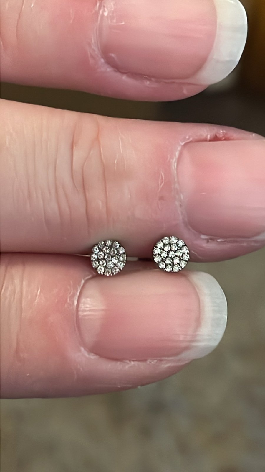 Dilimani rhodium plated 14K white gold pave diamond stud earrings
