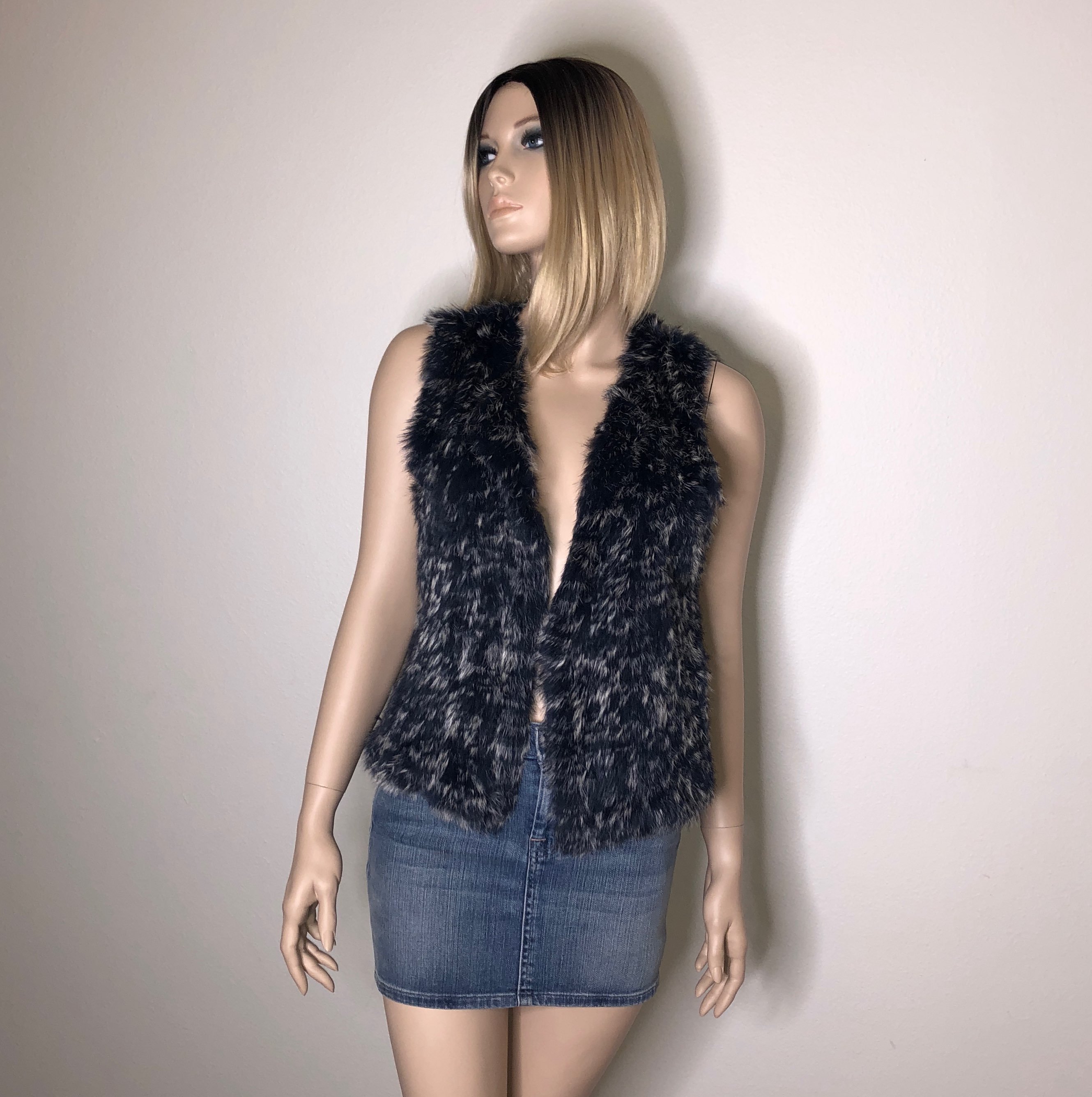 525 America Luxe Rabbit Fur Vest S EUC