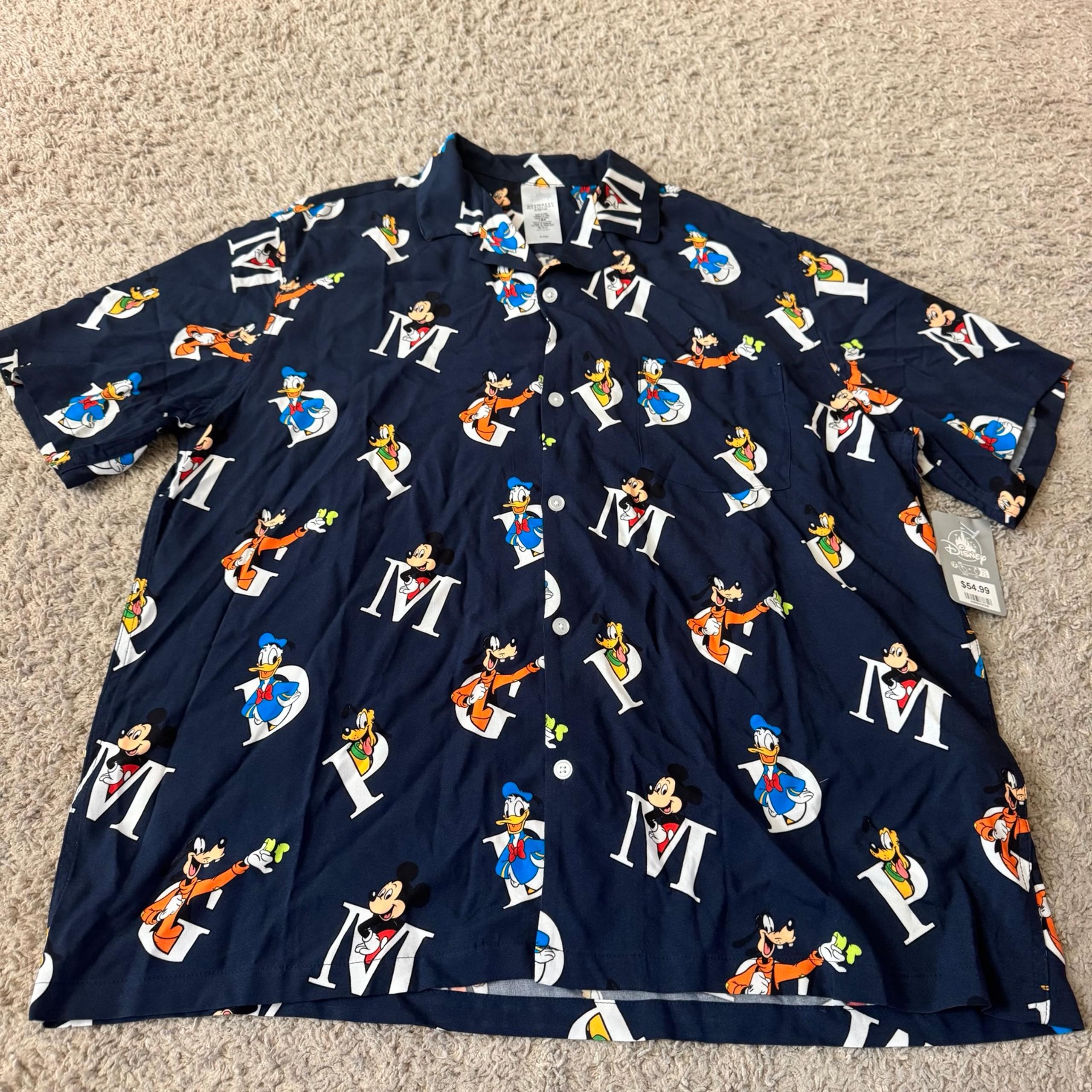 Men’s Disney Allover Print Character Button Front T-Shirt
