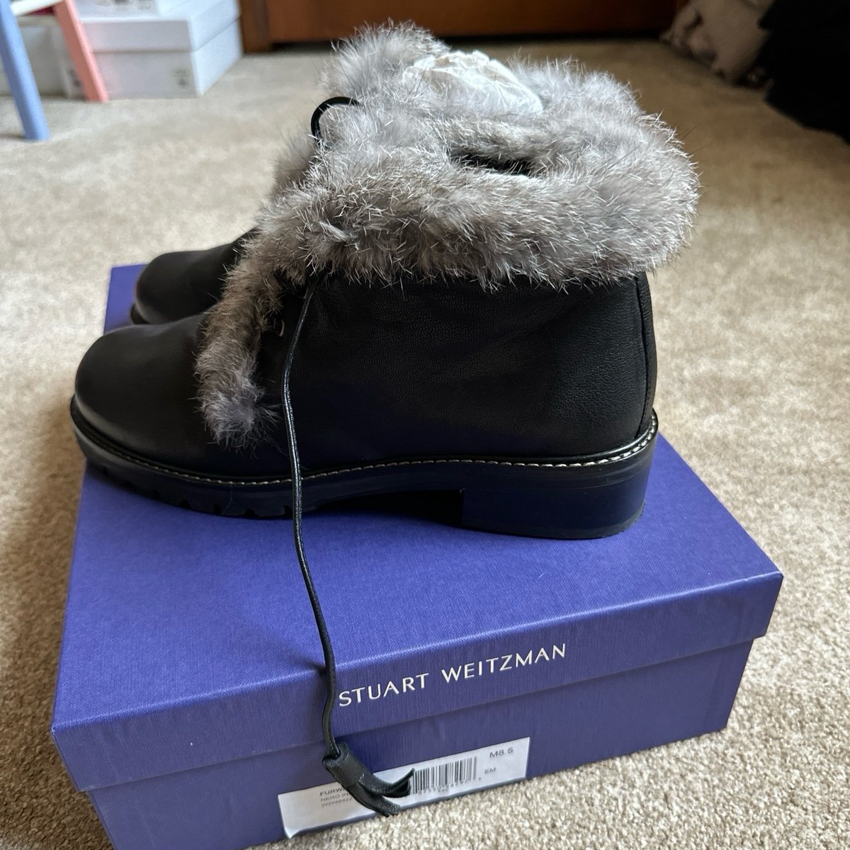Stuart Weitzman furwalla leather fur boots