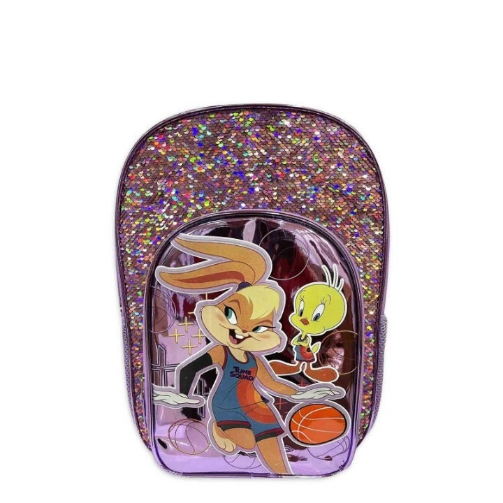 Space Jam 2 A New Legacy Lola Bunny Looney Tune Squad Girl Glitter Backpack Pink
