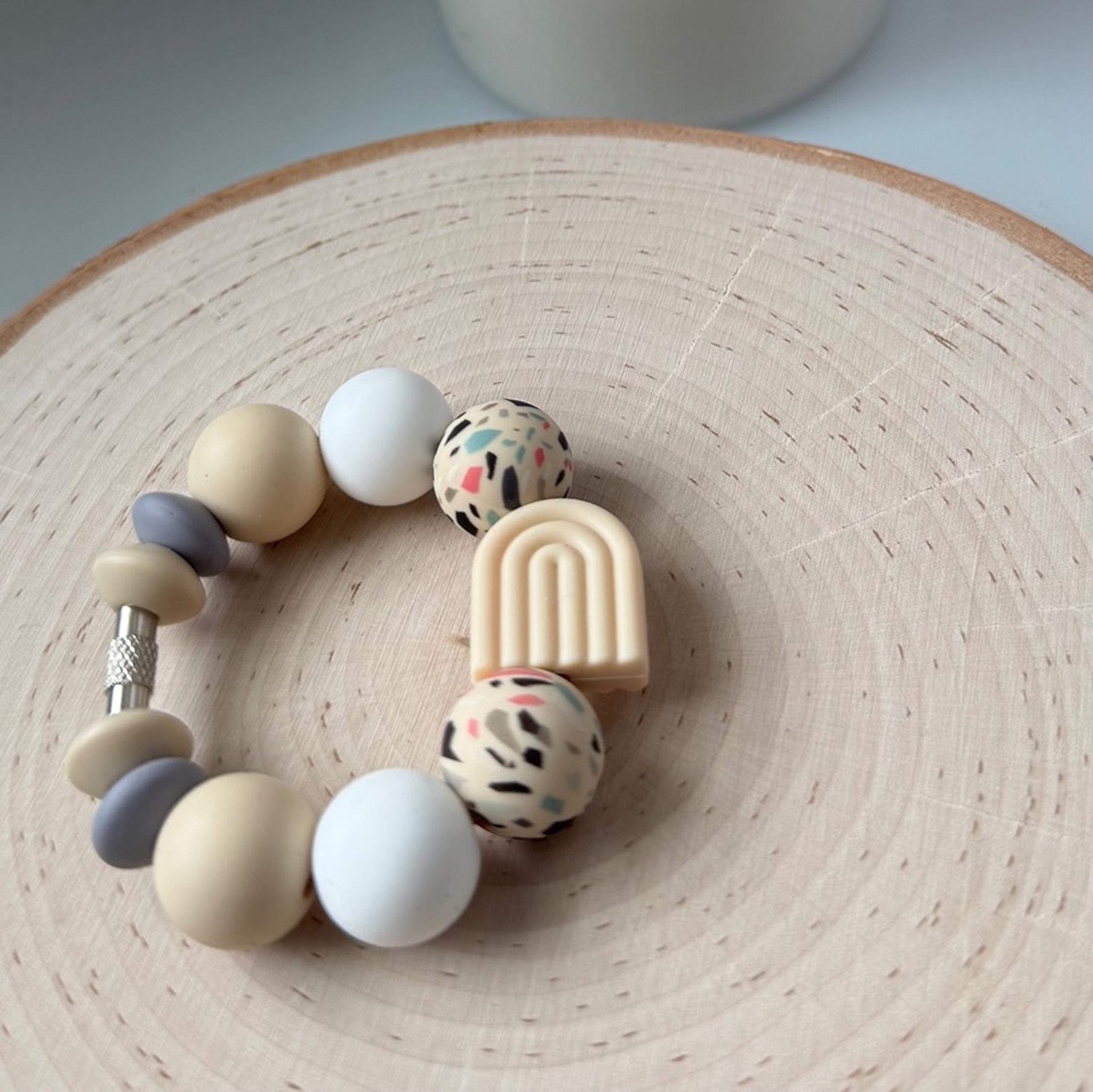 Beige Rainbow Silicone Beaded Cup Charm for Stanley Tumbler, FAST SHIPPING