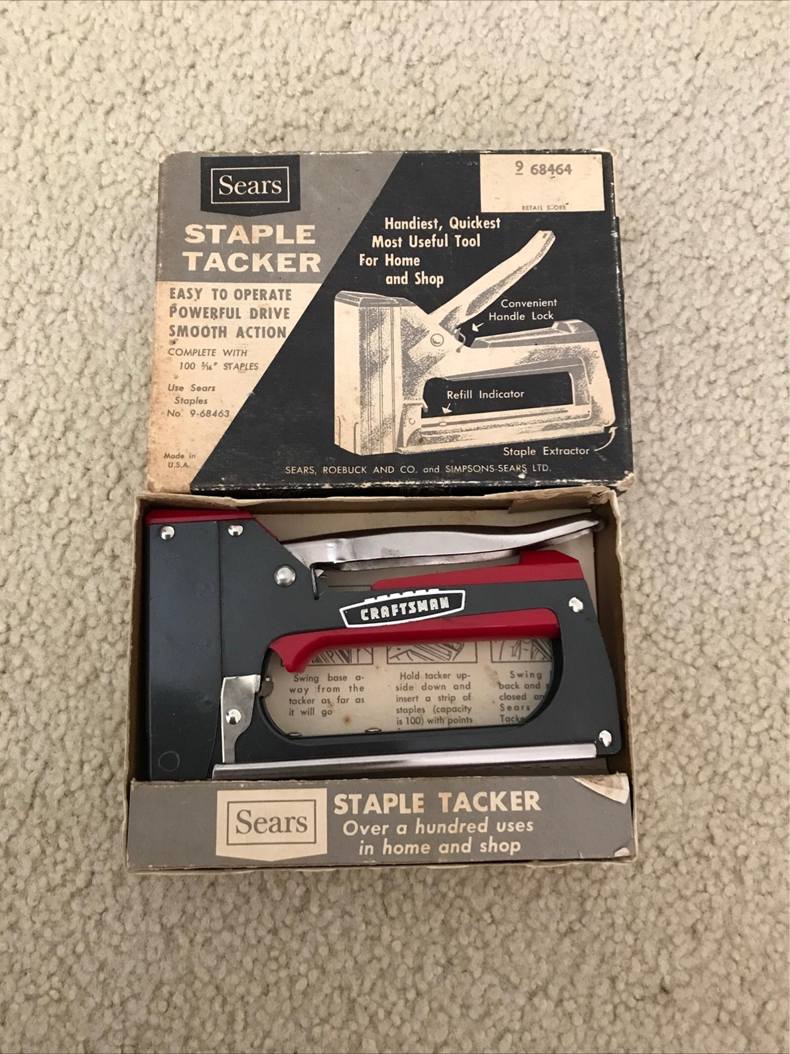 Vtg Sears Craftsman Staple Tacker in original box.
