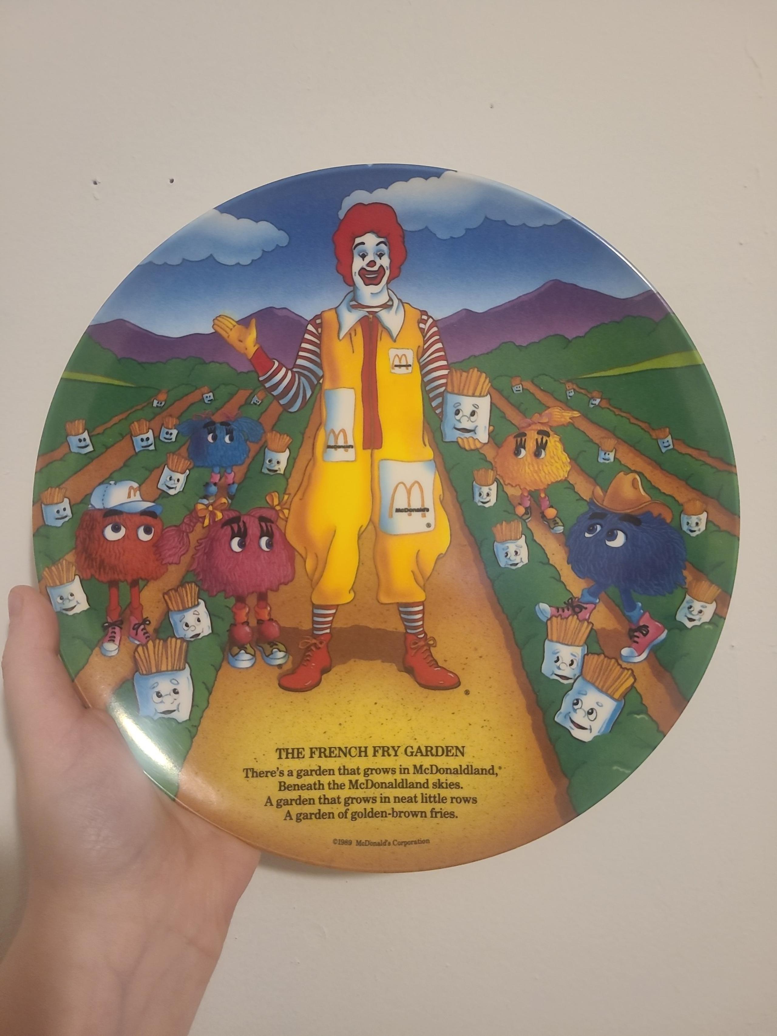 McDonald's French Fry Garden Ronald McDonald Melamine Plate 9.5”