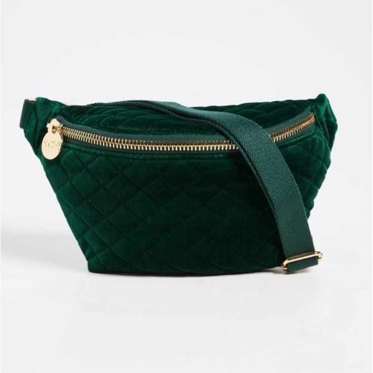 Stoney Clover Lane Green Quilted Velvet Classic Fanny Pack