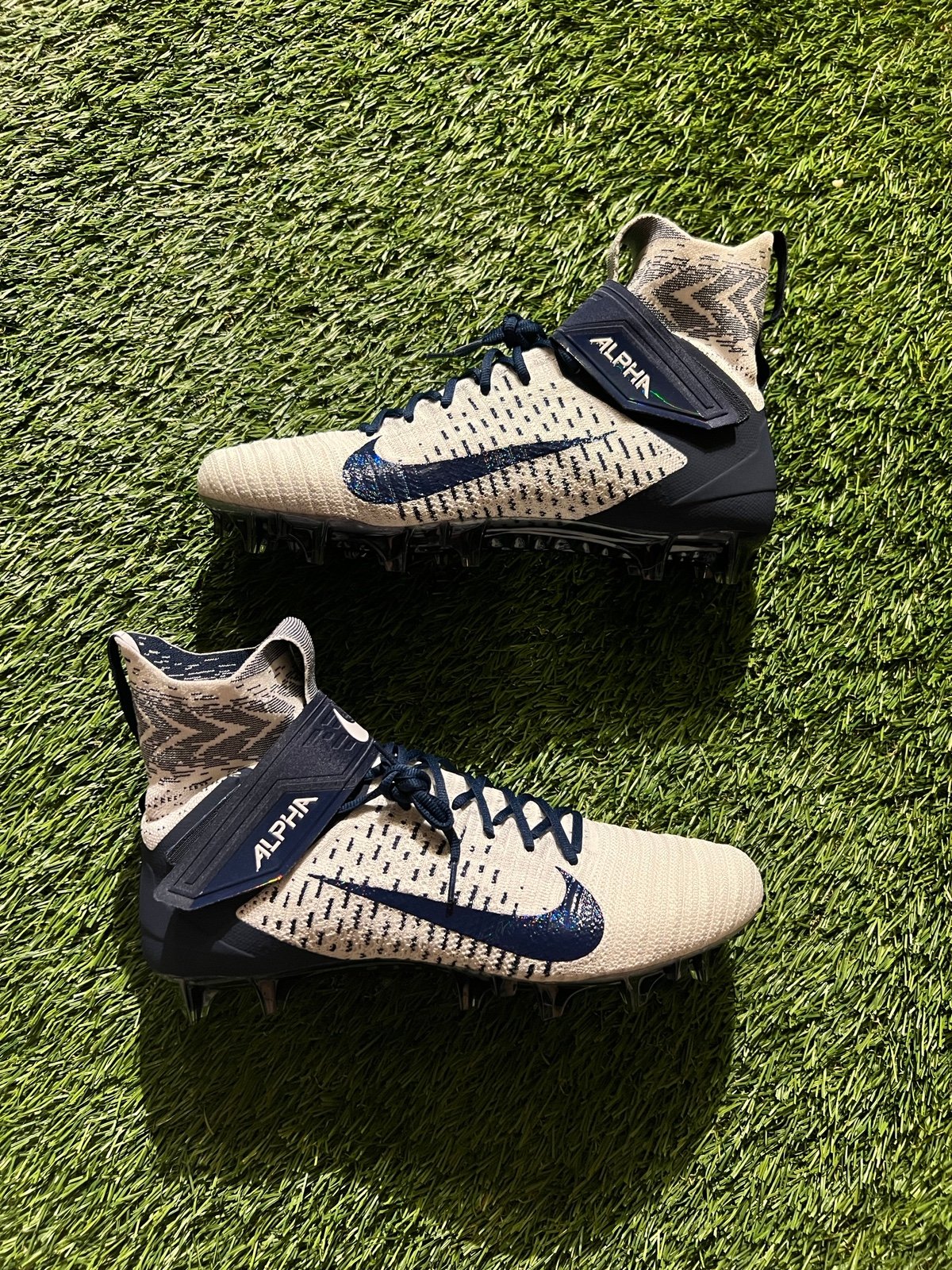 Nike Alpha Menace Elite 2 Football Cleats White Navy BV2077-101 Men Size 14