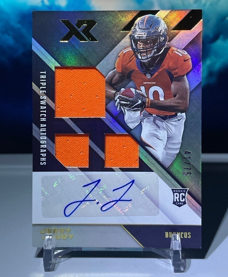 Jerry Jeudy 2020 Panini XR Football Triple Patch Rookie Auto 41/75 No. 205