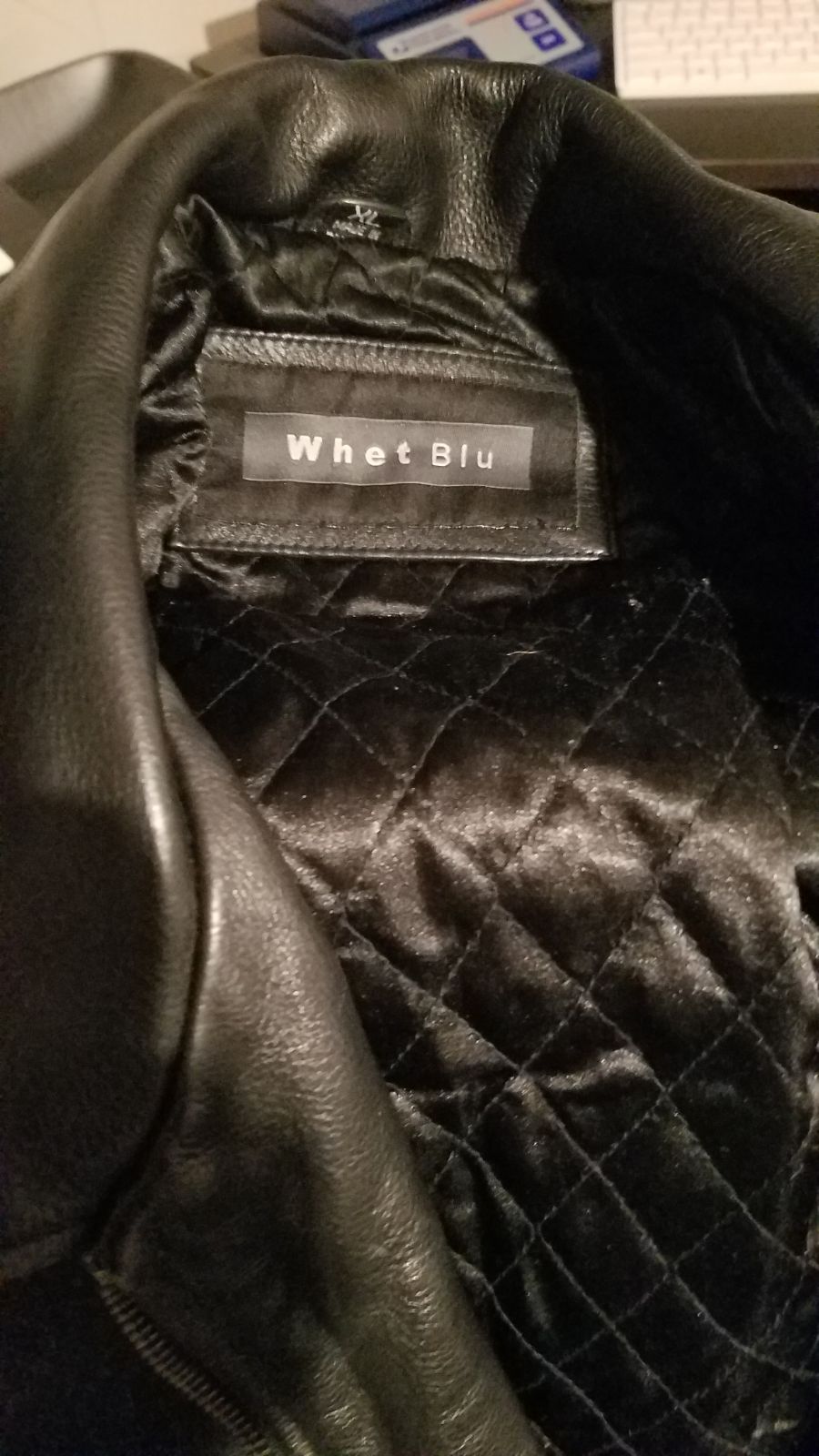whet blu leather biker jacket